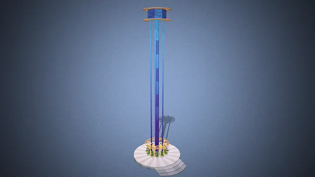 一个卡通风格的跳楼机游乐设施3D模型