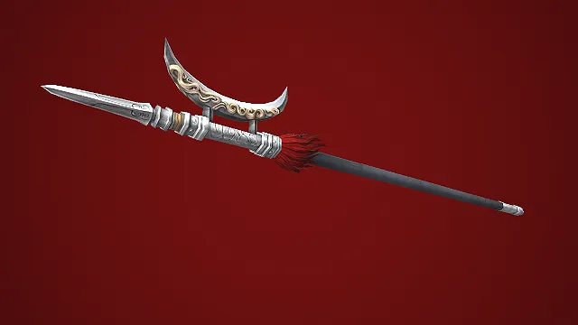 奇幻风尖刃新月长戟 3D 模型