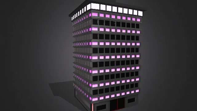 低多边形赛博朋克建筑楼房灯光场景