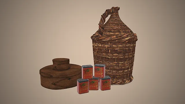 复古编织容器  家居摆件  手工编织  复古收纳