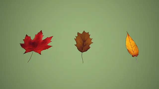 三款不同形态秋季红叶黄叶组合 3D 自然场景装饰模型