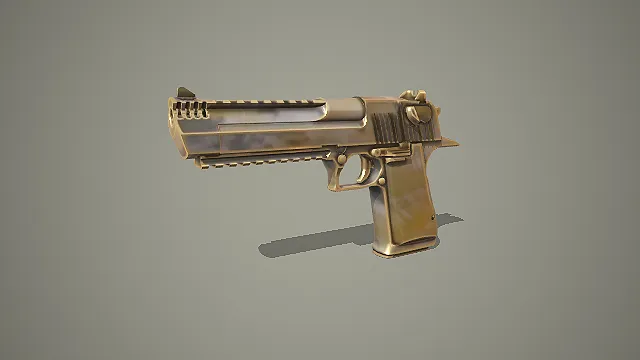做旧黄铜沙鹰大威力手枪 3D 模型 军事枪械道具资产