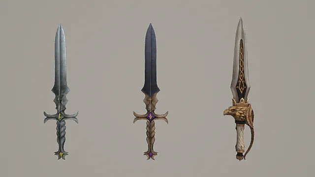 魔纹圣饰长剑套装游戏武器3D模型