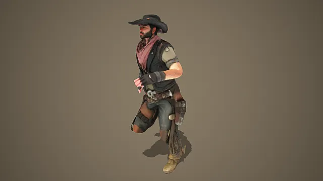 西部荒漠场景荒野牛仔模型 