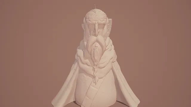   3D写实风格老者雕塑模型，创意设计（3D雕塑、写实风格、古朴艺术风，雕塑艺术主题）