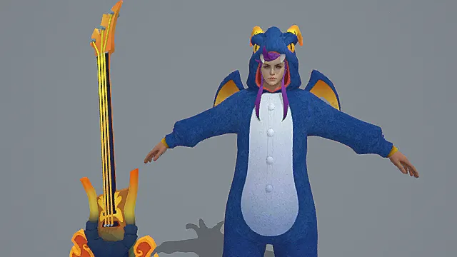 蓝龙睡衣乐手：萌系睡衣龙焰吉他套装