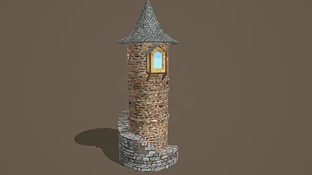 中世纪风格石砌瞭望塔3D模型