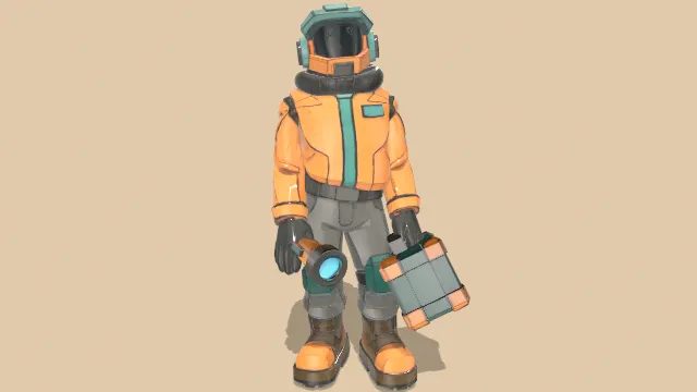 风格化的科幻工人配件角色动画