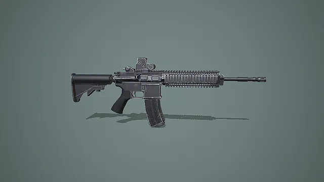 带红点瞄具现代突击步枪 3D 模型 军事枪械道具资产