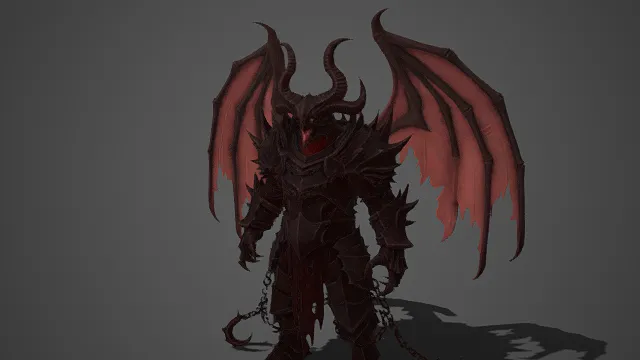 黑甲  魔角恶魔  带蝠翼锁链  暗黑  深渊  反派角色模型  地狱领主