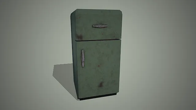 复古双门冰箱  重度做旧  废土场景道具  老式家电