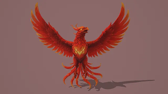 卡通风格奇幻火凤凰3D模型