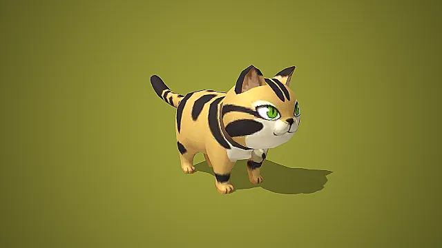 卡通棕黑虎斑猫 3D 模型