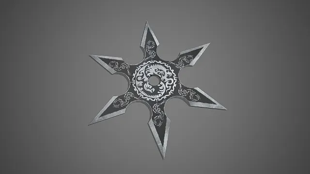 一个高精度还原的忍者风格八角龙纹手里剑3D模型