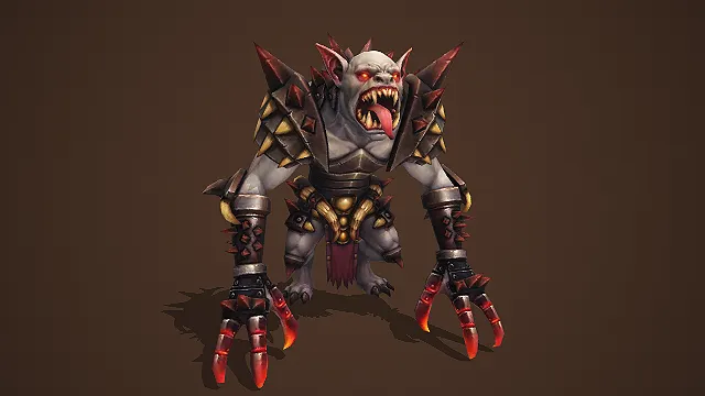 尖刺重甲獠牙魔怪带火焰利爪狂暴战士 3D 游戏怪物模型