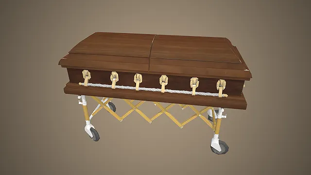 木质灵柩  折叠式支架  丧葬用品  双盖棺体