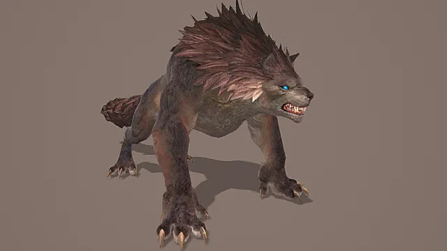 暗黑奇幻风格变异巨狼模型
