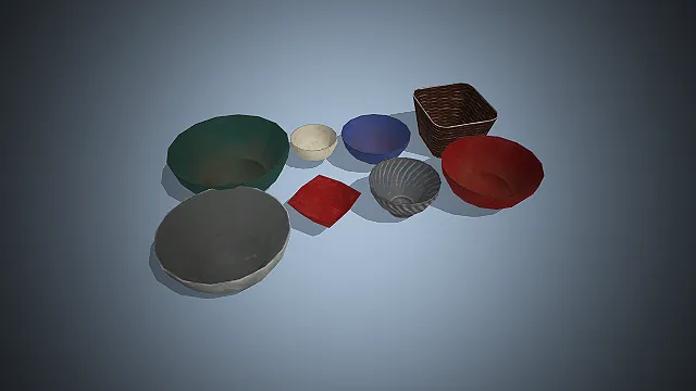 一套复古质朴风格的碗具3D模型