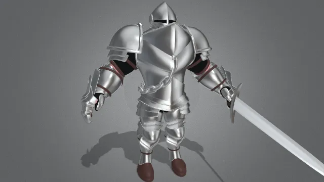 穿有盔甲的骑士手拿大刀武器