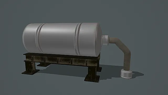 复古工业风带阀卧式储罐3D模型