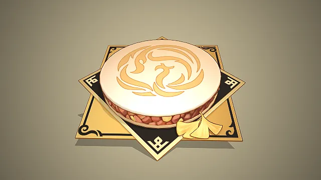 坚果蛋糕模型  卡通风  国风纹饰  手绘渲染