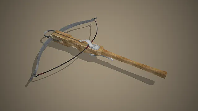 一个高精度还原的，写实风格中世纪弩3D模型