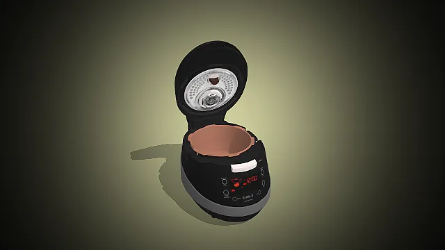 一个黑灰配色的智能电饭煲3D模型