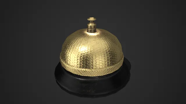 鎏金纹理  服务铃  黑底圆顶  奢华  复古  响铃模型  优雅精致