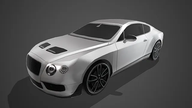 白色宾利轿跑带引擎盖通风口写实汽车模型