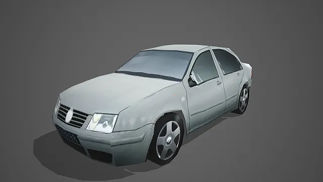 浅灰色家用中型轿车 3D 模型