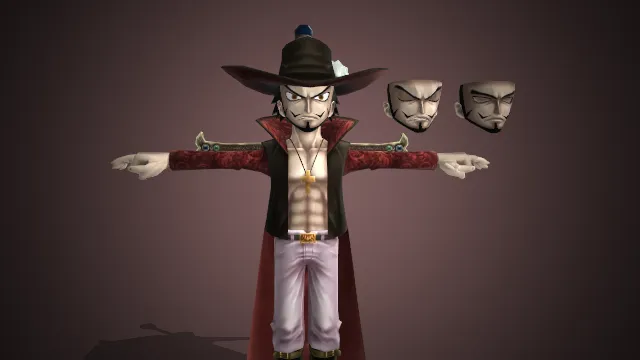 航海王中的角色米霍克，背上背着十字架  手办