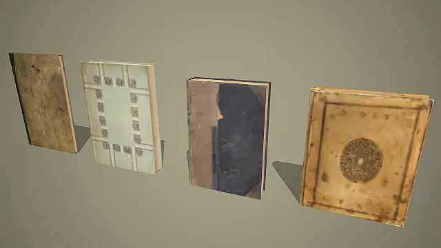 四款不同纹理复古旧书 3D 模型套装
