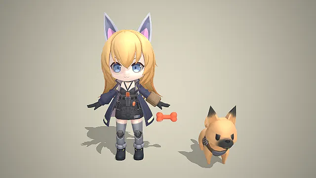 金发兽耳  宠物搭档  工装风  蓝瞳