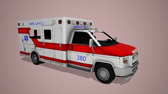 卡通风格救护车3D模型