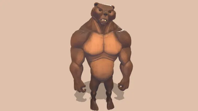 卡通风格化贝克科夫角色动画熊动物模型
