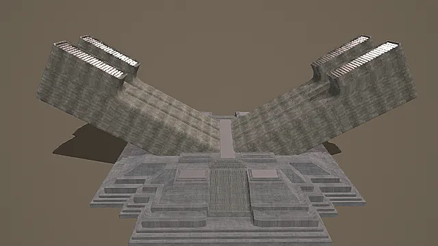 未来仪式风对称石质拱门建筑3D模型