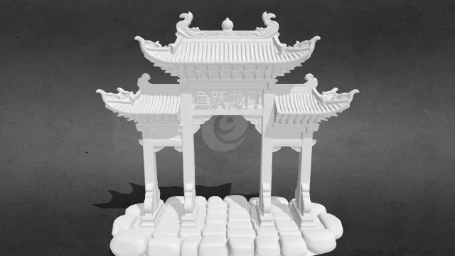 鱼跃龙门鱼缸摆件造景stl.STL