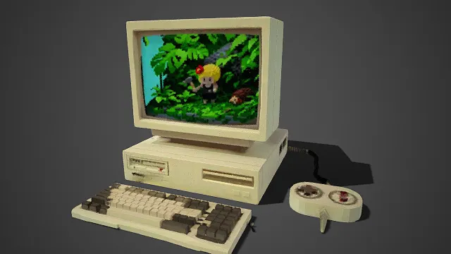 复古  台式游戏设备  老式主机  像素风格  卡通  电子设备