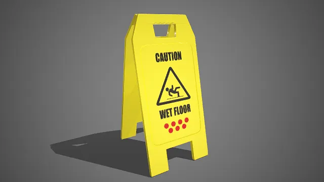 黄色的 A 字形警示牌  塑料材质  颜色醒目  三角形警示图标  安全警示工具  醒目配色  公共区域