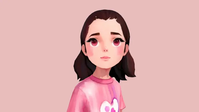 卡通风格手绘水彩动漫女孩人物