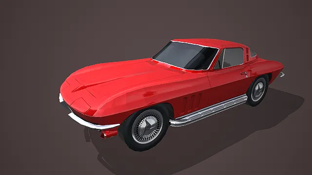 复古红色跑车带流线车身造型写实模型