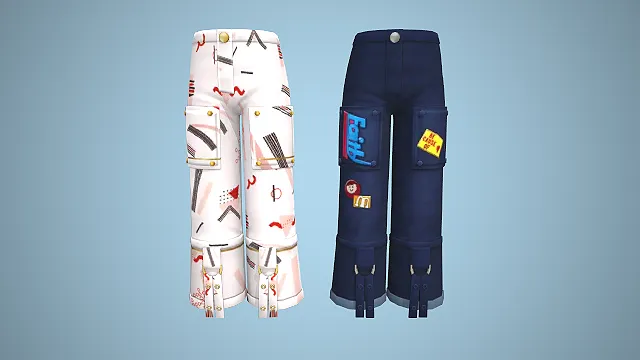 工装阔腿裤  街头潮流风  撞色刺绣  偶像风