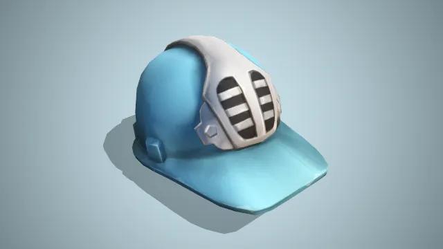 蓝色铁皮装饰的防护头盔