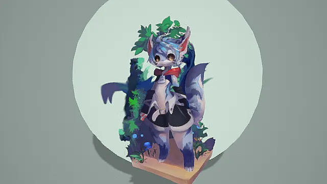 奇幻森系风格兽耳少女模型