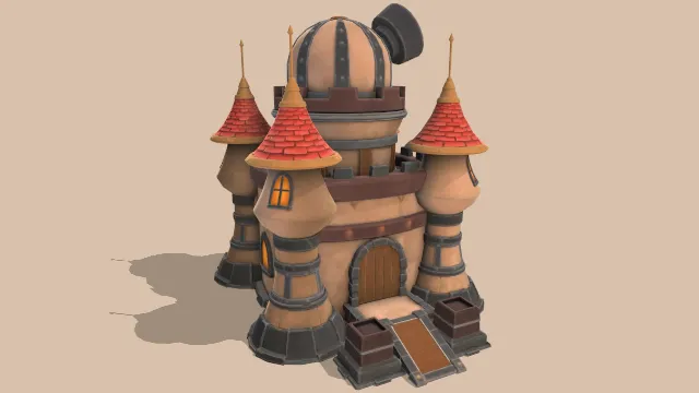 风格化中世纪城堡建筑塔楼