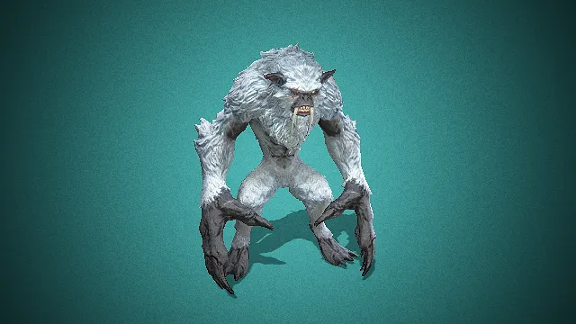 冰鬃獠齿雪猿  雪猿模型  冰川秘境狂野角色  极寒荒兽掠食魔物  游戏模型