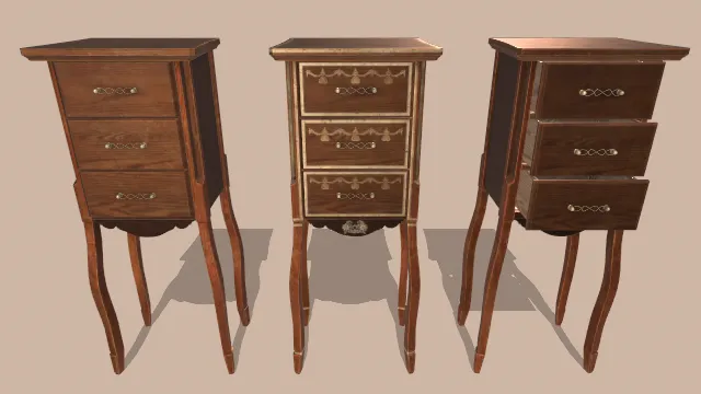 复古简易木质抽屉桌长腿柜子