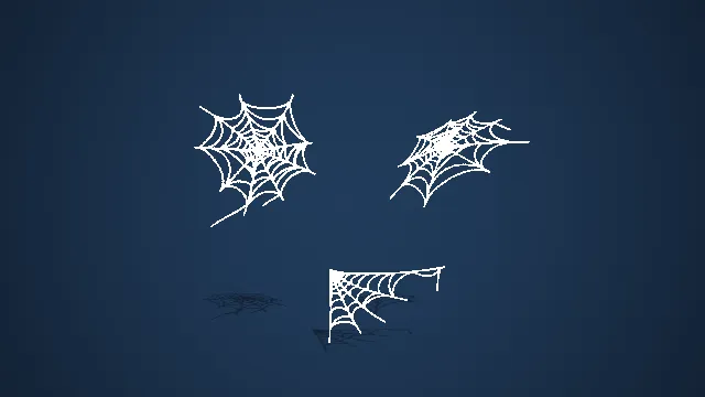 三款不同形态万圣节蛛网组合 3D 场景装饰模型