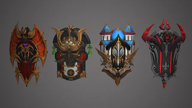 特色题材纹饰盾牌套装模型