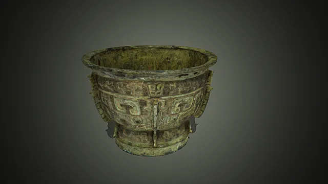 国风青铜兽面纹簋摆件 3D 模型